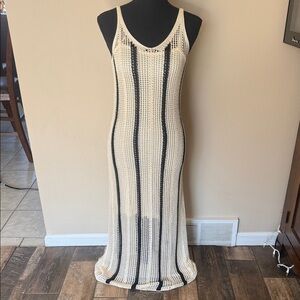a new day Cream and Black Striped Maxi Dress Size XS